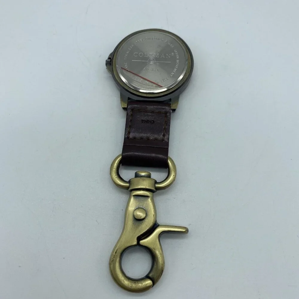 Coleman Quartz Pocket Watch Men Bronze Tone Snap-On Open Face Analog 40-341 - Picture 4 of 6